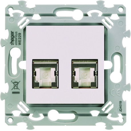 RJ45 essensya CAT.6 STP double Gr.2TV Pure - HAGER WE227 