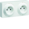 ateha prise de courant double horizontale ou verticale 2P+T complet - HAGER WJC132B 