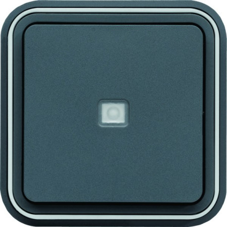 cubyko Poussoir 1F à voyant témoin encastré à griffes gris IP55 - HAGER WNE023G 