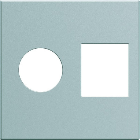 Enjoliveur prise TV+RJ45 gallery 2 modules titane - HAGER WXD240T 