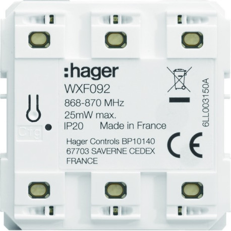 Emetteur radio mural, gallery, quicklink, plat, pile plate, 2 postes - HAGER WXF092 