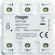 Emetteur radio mural, gallery, quicklink, plat, pile plate, 6 postes - HAGER WXF096 