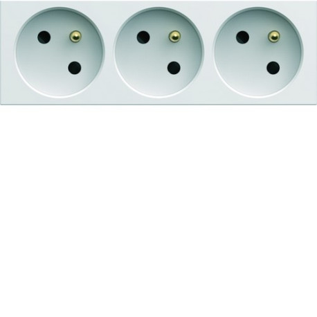 Prise de courant triple speciale goulotte gallery 2P+T 16A pure carton de 50 - HAGER WXF423B50 