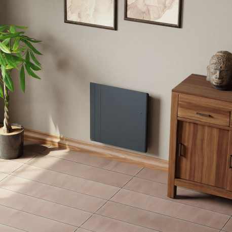 Radiateur électrique 1250W inertie fonte CHAMANE Nativ Horizontal connecté Gris Anthracite - INTUIS M198124