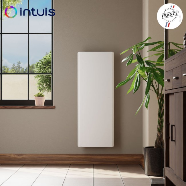 Radiateur electrique 1000W inertie fonte CHAMANE Nativ Vertical connecte Blanc - INTUIS M198213