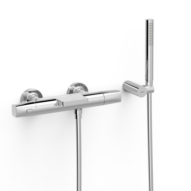 Robinet thermostatique mural pour baignoire et douche Chrome - TRES 19017499 