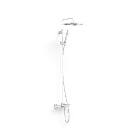 Ensemble de robinet thermostatique mural à 3 voies pour baignoire et douche Blanc mat - TRES 19031215BM 