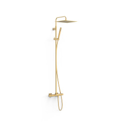 Ensemble de robinet thermostatique mural à 3 voies pour baignoire et douche Or Mat 24K - TRES 19031215OM 