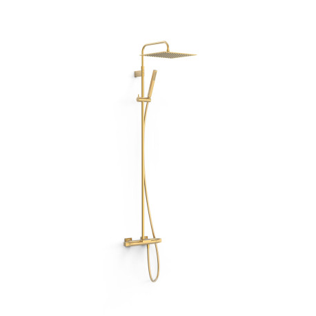 Ensemble de robinet thermostatique mural à 3 voies pour baignoire et douche Or Mat 24K - TRES 19031215OM 