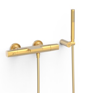 Robinet thermostatique mural pour baignoire et douche Or Mat 24K - TRES 19017499OM 