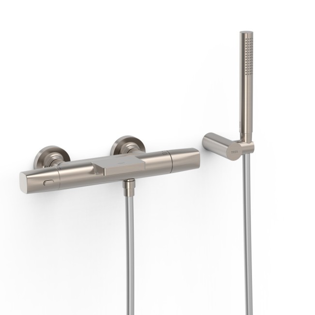 Robinet thermostatique mural pour baignoire et douche Acier - TRES 19017499AC 