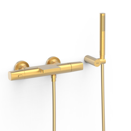 Robinet thermostatique mural pour baignoire et douche Or Mat 24K - TRES 19017499OM 