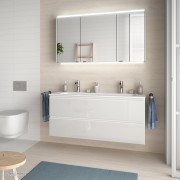 Meuble de salle de bain SPIRIT 1200 2 tiroirs métalliques BLANC BRILLANT 1194 x 540 x 450 mm - SALGAR 23890 