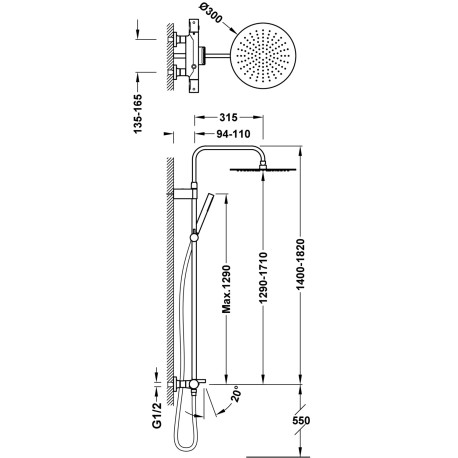 Ensemble de robinet thermostatique mural à 3 voies pour baignoire et douche Or Rose Mat 24K - TRES 19031212OPM