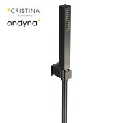 KIT SUPPORT CARRE + DOUCHETTE CARRE  CHROME NOIR - CRISTINA ONDYNA PD64672