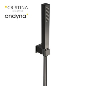 KIT SUPPORT CARRE + DOUCHETTE CARRE  CHROME NOIR - CRISTINA ONDYNA PD64672