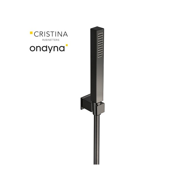 KIT SUPPORT CARRE + DOUCHETTE CARRE  CHROME NOIR - CRISTINA ONDYNA PD64672