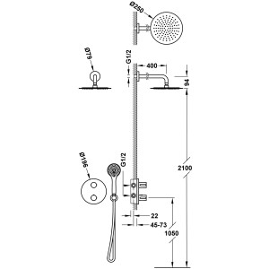Kit robinet thermostatique encastré Therm-box à 2 voies pour douche Chrome - TRES 20425004