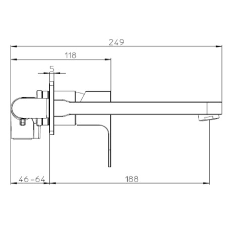 Parties externes pour mélangeur mécanique lavabo mural bec fix 18,5cm chromé GILLO - BOSSINI Z00732021