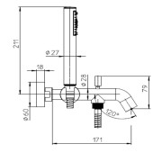 Mitigeur mural mécanique et douchette pour baignoire chromé TEO - BOSSINI Z00723021