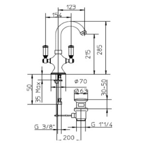Mélangeur pour lavabo avec bec mobile et vidage LIBERTY LINE - BOSSINI Z001301030