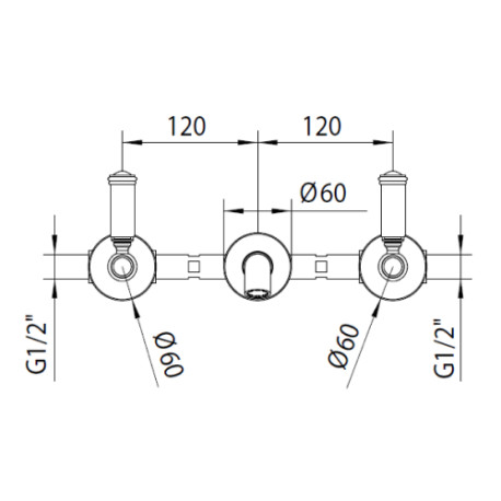 Mélangeur mural de lavabo à trois trous sans vidage LIBERTY LINE - BOSSINI Z001303021