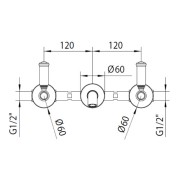 Mélangeur mural de lavabo à trois trous sans vidage LIBERTY LINE - BOSSINI Z001303021