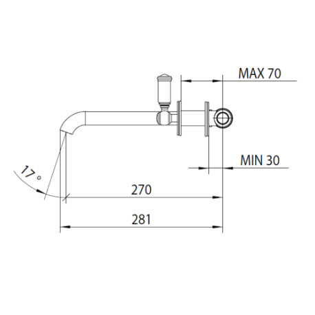 Mélangeur mural de lavabo à trois trous sans vidage LIBERTY LINE - BOSSINI Z001303021