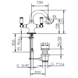 Mitigeur de bidet avec vidage LIBERTY LINE chromé - BOSSINI Z001401030