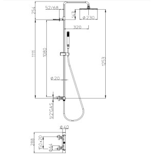 Ensemble mitigeur colonne de douche 230mm blanc mat BLACK & WHITE - BOSSINI L10095045
