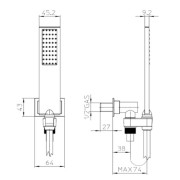 Ensemble encastré avec support orientable, douchette flat one et flexible noir mat BLACK & WHITE - BOSSINI C13011C030