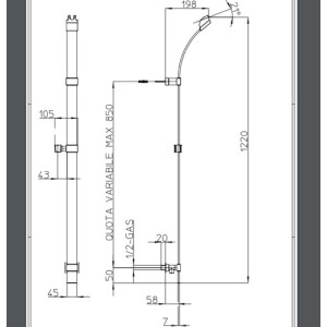 Barre de douche flat courbée 120 cm en laiton avec supports muraux noir mat BLACK & WHITE - BOSSINI D47000030