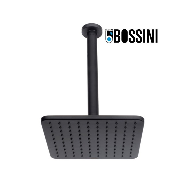 Pomme de tête carrée Cosmo avec bras mural vertical noir mat BLACK & WHITE - BOSSINI H30597G030
