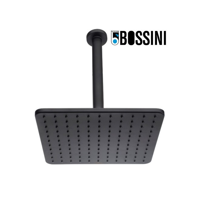 Pomme de tête carrée Cosmo avec bras mural vertical noir mat BLACK & WHITE - BOSSINI H30598G073
