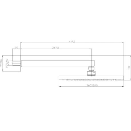 Pomme de tête Cube 260mm avec bras de fixation mural noir mat BLACK & WHITE - BOSSINI H69715G073