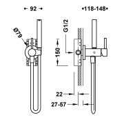 Mitigeur encastré avec douche pour WC Option pour murs en pladur Blanc mat - TRES 134122BM 