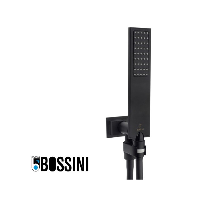 Ensemble encastré avec support orientable, douchette flat one et flexible noir mat BLACK & WHITE - BOSSINI C13011C030