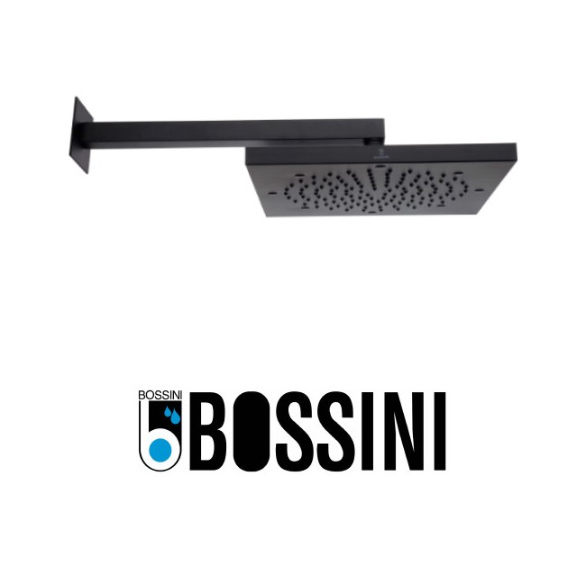 Pomme de tête Cube 260mm avec bras de fixation mural noir mat BLACK & WHITE - BOSSINI H69715G073