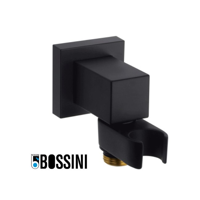 Sortie murale carrée en laiton avec support conique orientable noir mat BLACK & WHITE - BOSSINI C550000073