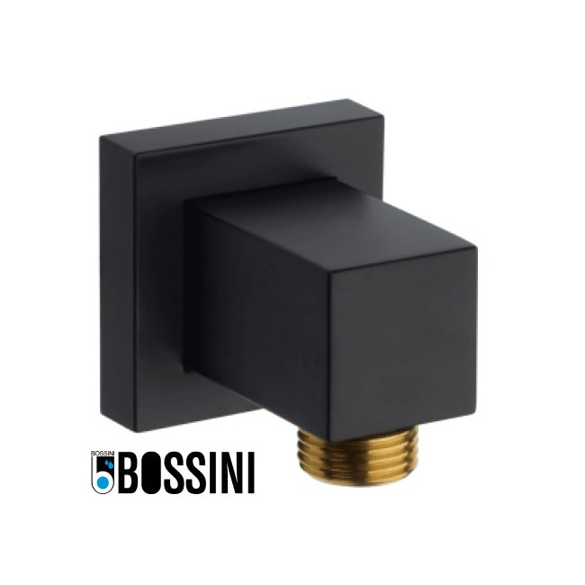 Prise d'eau murale carrée en laiton avec plaque murale noir mat BLACK & WHITE - BOSSINI V00240073