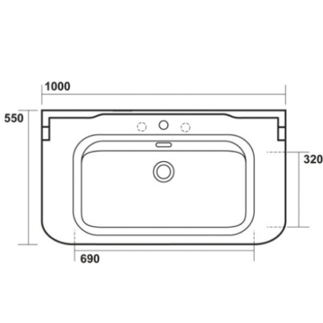 LAVABO CERAMIQUE WALDORF A SUSPENDRE OU SUR PIEDS LAITON 100-55 CM - CRISTINA ONDYNA WD10055
