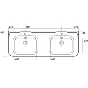LAVABO WALDORF A SUSPENDRE OU SUR PIEDS PERCAGE 3 TROUS 150-55 CM - CRISTINA ONDYNA WD15155