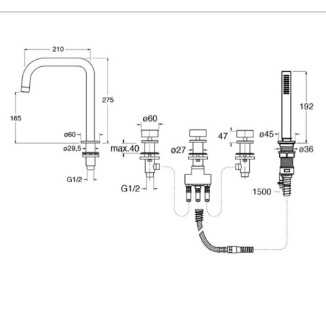 Bain Douche Melangeur Sur Gorge Rota Black Mat - CRISTINA ONDYNA RT12113 