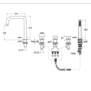 Bain Douche Melangeur Sur Gorge Rota Black Mat - CRISTINA ONDYNA RT12113 