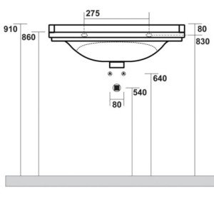 LAVABO CERAMIQUE WALDORF A SUSPENDRE OU SUR COLONNE 80-55 CM - CRISTINA ONDYNA WD8055
