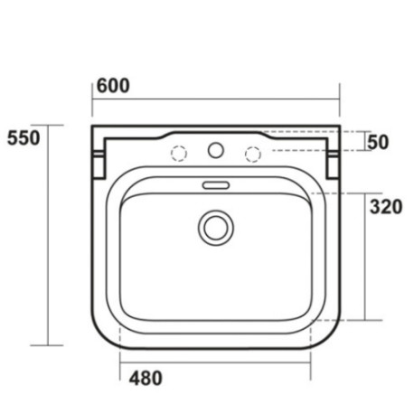 Lavabo Ceramique Waldorf  à suspendre ou sur colonne 60-55 CM - CRISTINA ONDYNA WD6045