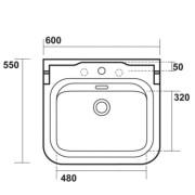 Lavabo Ceramique Waldorf  à suspendre ou sur colonne 60-55 CM - CRISTINA ONDYNA WD6045