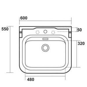 Lavabo Ceramique Waldorf  à suspendre ou sur colonne 60-55 CM - CRISTINA ONDYNA WD6045