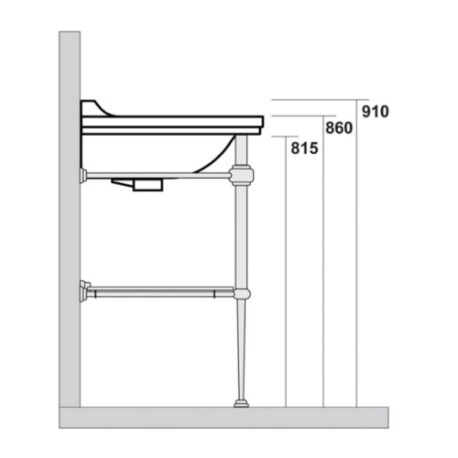 PIEDS LAITON CHROME AVEC TABLETTE 150 CM POUR WALDORF WD15055 - CRISTINA ONDYNA WD92051