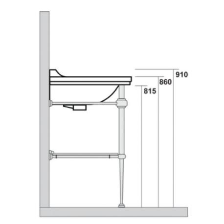 Pieds laiton chrome avec tablette 80 cm WALDORF - CRISTINA ONDYNA WD919751